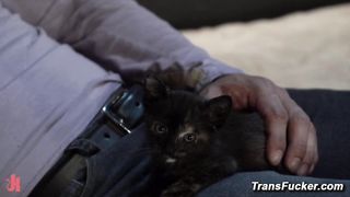 Gagged shemale Pixi Lust bound and anal fucked in BDSM play with Draven Navarro