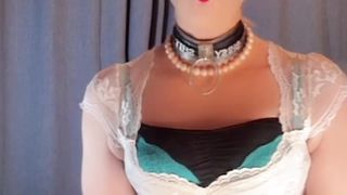 Sissy pluged railing BIG BLACK COCK Fake penis at desk