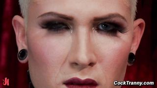 Latex TS Danni Daniels fucks muscular bouncer with her hard and huge cock