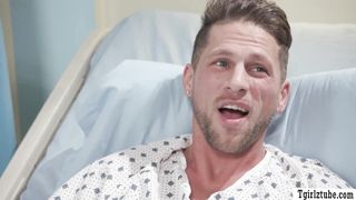 Smart patient bareback fucks TS nurse ass for free