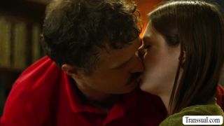 Letting this hot TS chick suck my dick in library