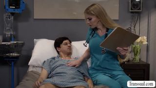 Big cock patient sucked and ride by horny TS nurse