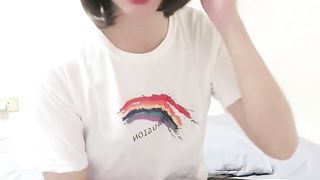 T-girl TingXuan, black stocking, Barefooted oral job