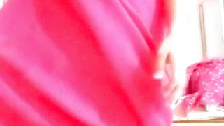 Indian Ass bandit Crossdresser Gaurisissy pressing her ample funbags in rosy saree