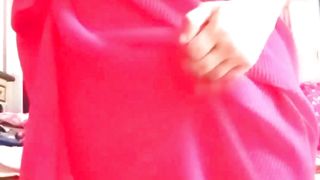 Indian Ass bandit Crossdresser Gaurisissy pressing her ample funbags in rosy saree
