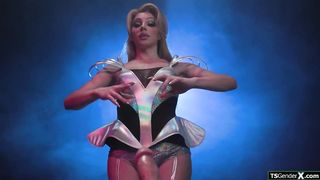 Good-sized breasts she-male alien Ariel Demure anals her human subject (Joel Someone)