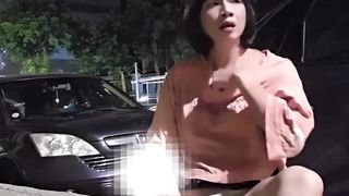T-model Ting Xuan outdoor urinate and getting off, then jism on her wonderful gams