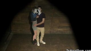 Gf has surprise for her boyfriend and bring transgirl dom TRANSSEXUAL Foxxy and then she pokes them both