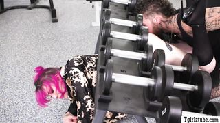 Pervert dude analed TS gym buddy while stucked