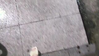 Tranny Ting xuan wanders and urinates outdoors.