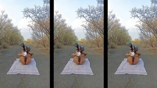 Rubidoll Hooker has butt sex hump with a black wood BIG BLACK COCK