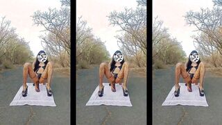 Rubidoll Hooker has butt sex hump with a black wood BIG BLACK COCK