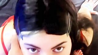 Kinky tatted trans inhale on a thick jizz-shotgun and gets milk in her jaws