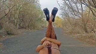 Rubidoll Butt sex lovemaking with a black stiffy outdoors