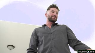 My tgirl babysitter shows me her hard cock and wants to fuck