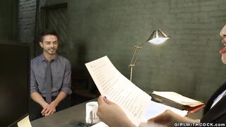 Corrupted big-boobed TRANSSEXUAL agent plows fellow