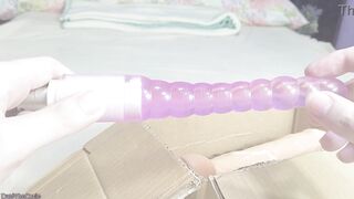 Lovely she-male DaniTheCutie attempts using "traditional" anal invasion beads on her pretty little backside