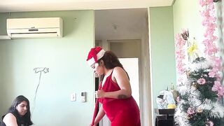 Christmas Cleaning Mouthy Dame Farts in front of Glrlfriend