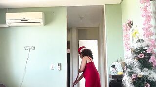 Christmas Cleaning Mouthy Dame Farts in front of Glrlfriend