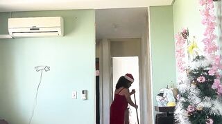 Christmas Cleaning Mouthy Dame Farts in front of Glrlfriend