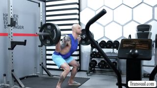 Insatiable hefty globes TRANSSEXUAL assfucking smashed in the gym