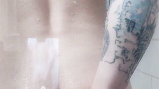 T-nymph showering with fuck stick