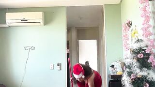Christmas Cleaning Talkative Chick Farts in front of Glrlfriend