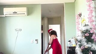 Christmas Cleaning Talkative Chick Farts in front of Glrlfriend