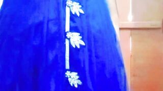 Indian Batty man Crossdresser Gaurisissy hard-core romp in Blue Lehanga