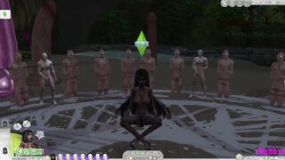 sims four shemale queen adored by her followers (idolized with spooge)