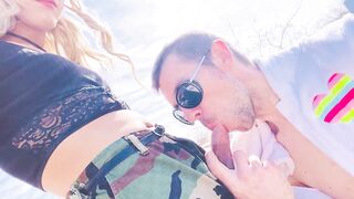 Man gargling Trans gf stiffy in public