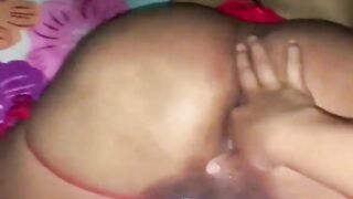 He gives her a assjob and plows her sans a condom