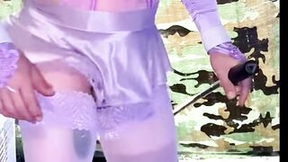 cute femboy very sexy stocking lingerie  showing his panties outside