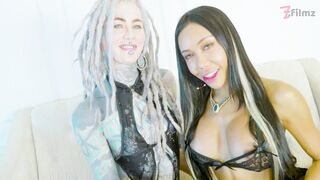 Multiracial Trans Three way - Tat Female shares BIG BLACK COCK with Thai Transgender princess - ASSFUCK, A2M