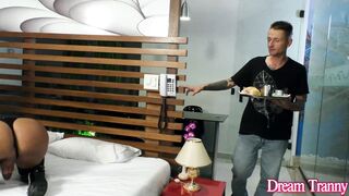 Tgirl Bianca Reis Packs Her Bootie with 2 Rock hard Chisels