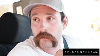 GENDERX FILMS - Super hot Trans Hitchhiker Aubrey Kate Boned Firm Outdoors by Suspended Mustache Guy