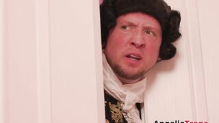 Busty trans princess Aubrey Kate sucked off and anal reamed