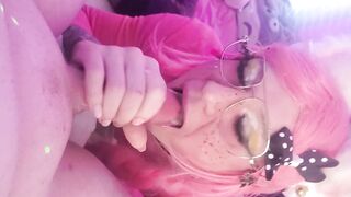 JIZZING TWO TIMES! Femboy inhales and guzzles two monstrous fountains.