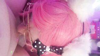 JIZZING TWO TIMES! Femboy inhales and guzzles two monstrous fountains.