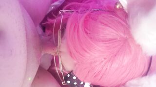 JIZZING TWO TIMES! Femboy inhales and guzzles two monstrous fountains.