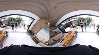 2 Latina Tgirls on Your Beefstick at Once in VR Threeway