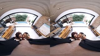2 Latina Tgirls on Your Beefstick at Once in VR Threeway