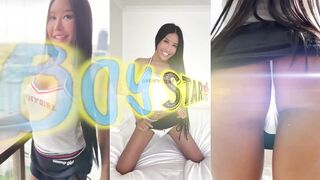 Ladyboystar - Jummy t-girl drinks my manhood and pokes my caboose in POINT OF VIEW