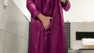 Fatima playing in bathroom