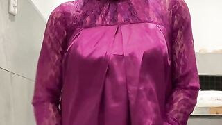 Fatima playing in bathroom