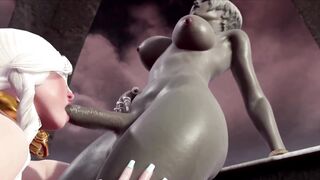 Super-hot futa on futa desire - cartoon ebony dickgirl pummels dickgirl with monstrous donk in assfuck and jizz inwards