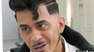 Shemale sorority girl Jade Venus shows a guy her big ts cock