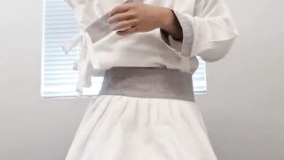 Japanese hanfu sissy femboy lad costume play with white socks