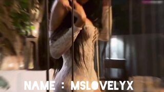 Sumptuous Ebony TRANSSEXUAL Blows a load Rock-hard While Railing