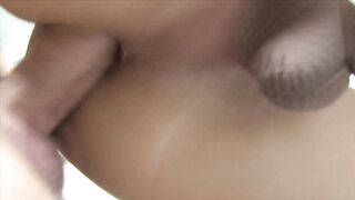 A young college girl came from class and intensively eased with her mate